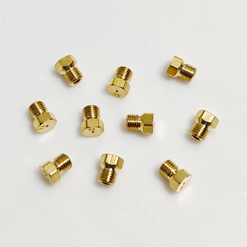 10 PCs M6*0.75 Gas Pipe Water Heater or Heater Burner Part Brass Jet Nozzle Length 9mm and Hexagon 7mm for Sabaf Stove Accessory