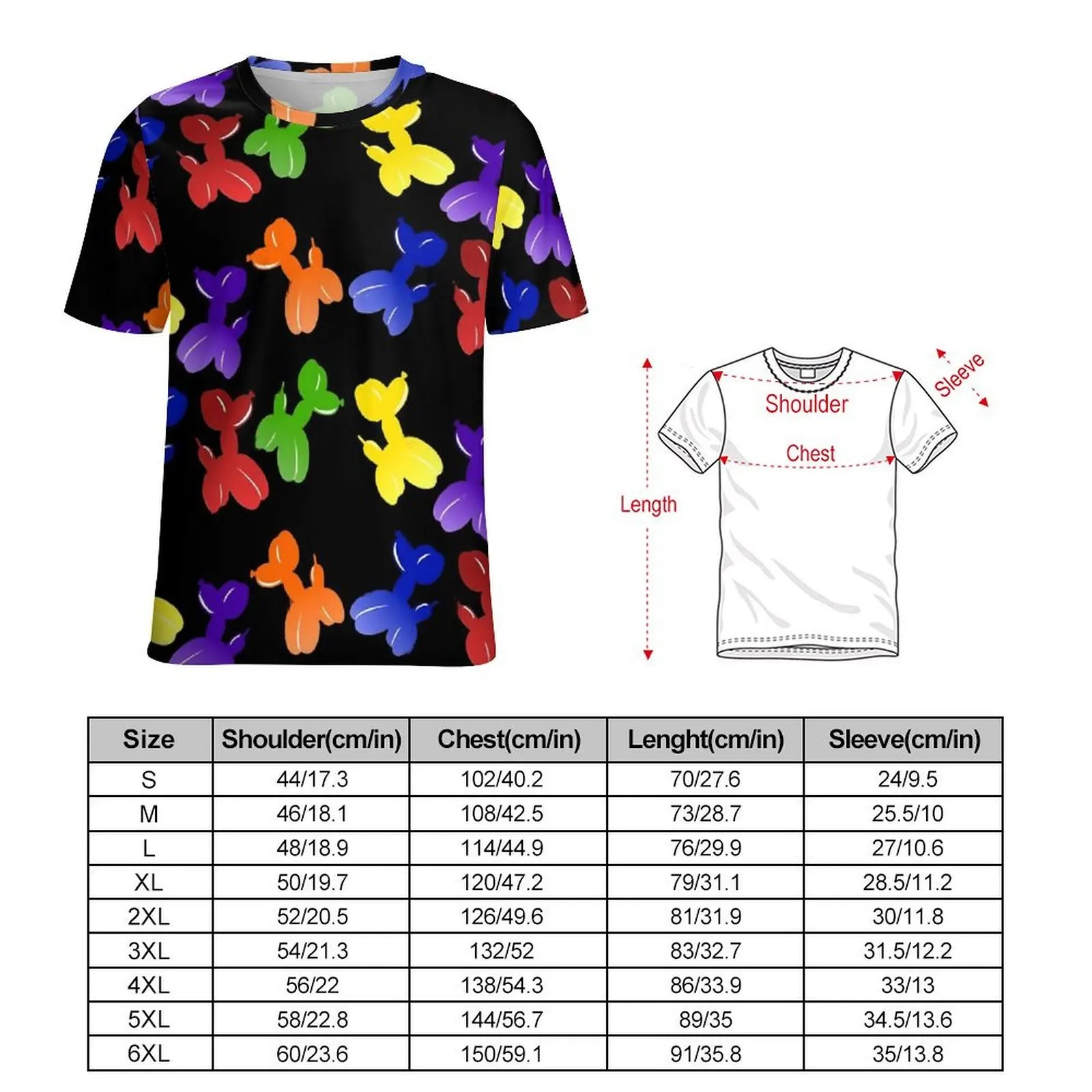 Balloon Dog T-Shirt For Mens Funny Animal Pattern O Neck T Shirts Summer Hip Hop Clothing Short-Sleeve Funny Oversize Tee Shirt