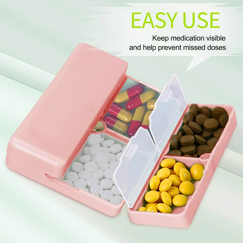 Travel Pill Organizer, 7 Compartments Pills Box, Portable To Hold Vitamins, Medication or Earrings, Screws and Other Small Items