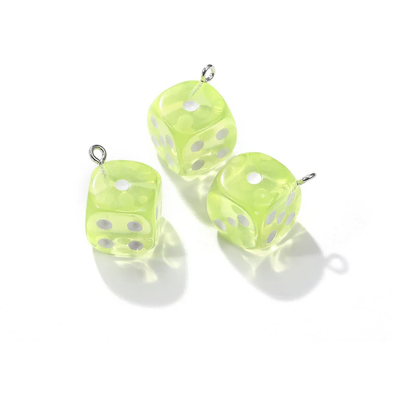 12Pcs 14X17MM 12 Color Transparent Dice Earring Pendants Miniature Figurines Resin Cabochon Charms Making Accessories - Image 3