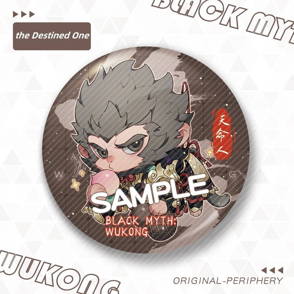 Black Myth Wukong Laser Matte Broche, O Destinado dos Desenhos Animados Zhu Bajie, Bonito Anime Pin Jóias, Double-Flash Badge Game Presente, Novo