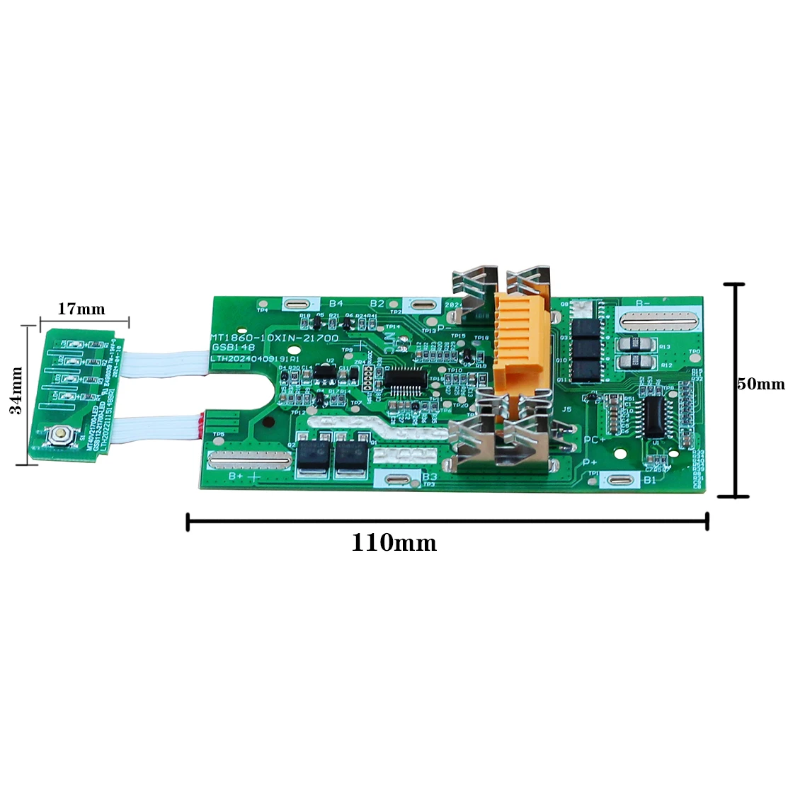 Dla 21700 18V Makita BL1830 BL1840 BL1860 tablica zabezpieczająca ładowanie baterii litowej PCB obwód BMS z wyświetlaczem mocy baterii — zdjęcie produktu 5