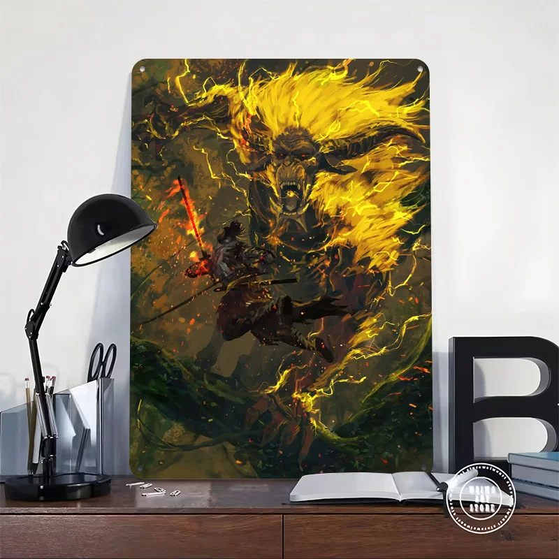 Sekiro Shadows Die Twice Poster Retro 3D Printed Metal Signs Customized Wall Hanging Gift for Modern Home Decoration Room Decor