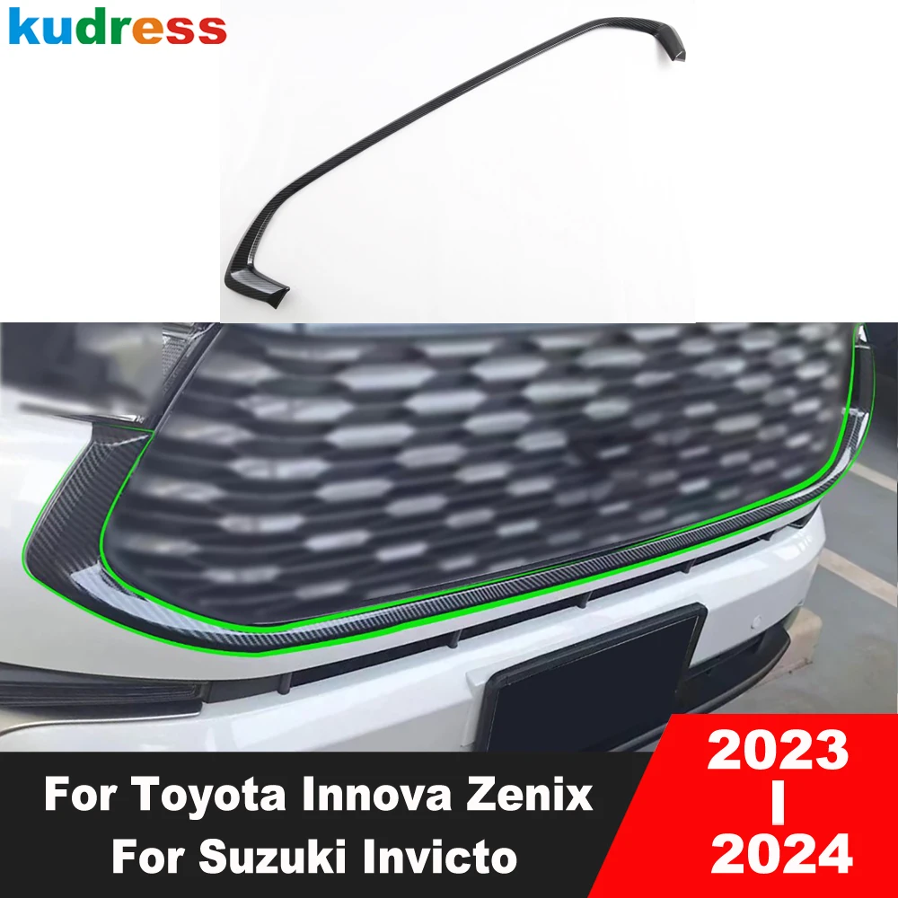 Front Grille Grills Cover Trim For Toyota Innova Zenix For Suzuki Invicto 2023 2024 Carbon Car Racing Grill Strip Accessories