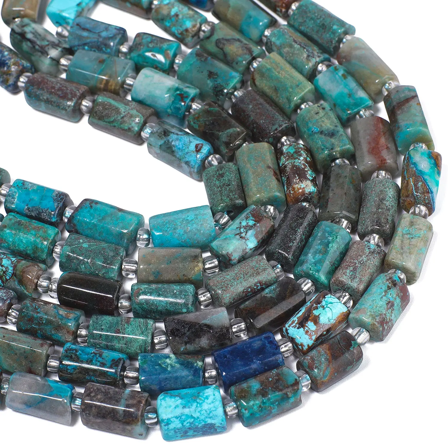 8-11mm Phoenix Turquoise Natural Stone Beads Faceted Cylindrical Shape Charms Beads for Jewelry Making DIY Necklace Bracelet
