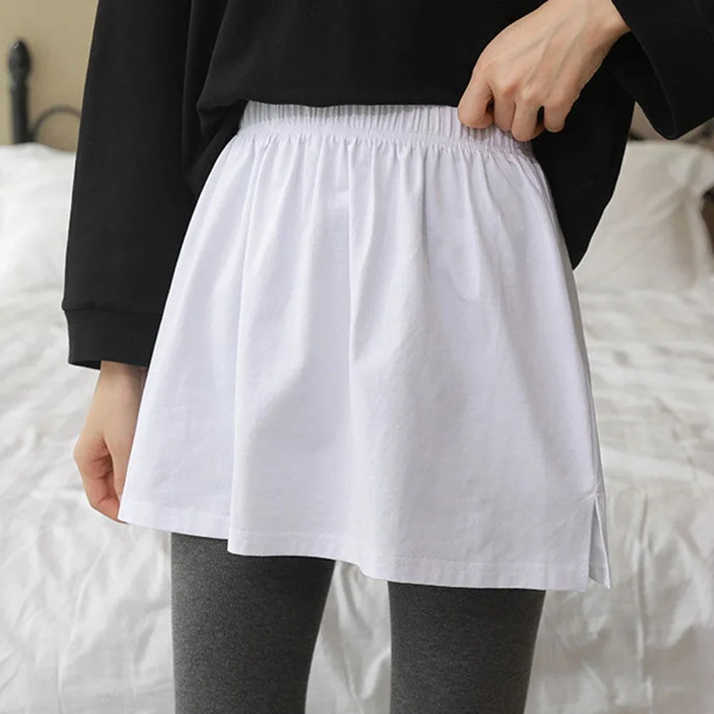 Girl Mini Skirts Student Schoolgirl Solid Cotton Casual Cover Hips Short Street Style Thin Fake Hem Fart Curtain Bottoming Skirt