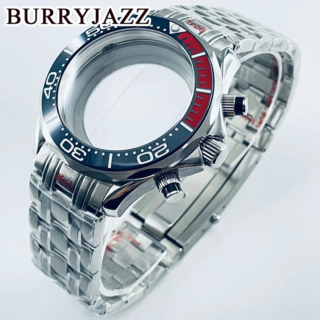 VK63 41mm Seamaster 300 Watch Case Compatible VK63 VK64 Multi-Functional Quartz Chronograph Movement Silver Watch Case Sapphire