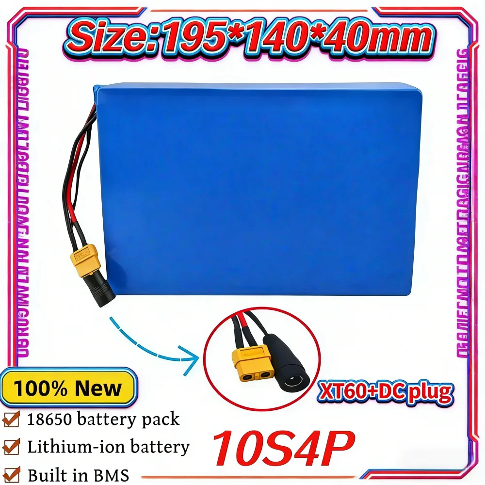 

10s4p battery pack 36v 12000mAh rechargeable battery with BMS for 42V commuting tools,built-in 18650 lithium battery pack.