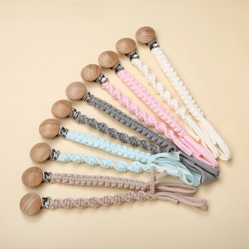 Handmade New Woven Chain Nipple Pendant For Baby Teeth Care Wooden Nipple Holder Soothing Chain Clip Baby Teether Accessory