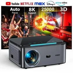 XIWBSY 25000 Lumens Android 4K Projector 1080P Native WiFi6 Auto Focus/Keystone Projector Office Home Theater Beamer Proyector