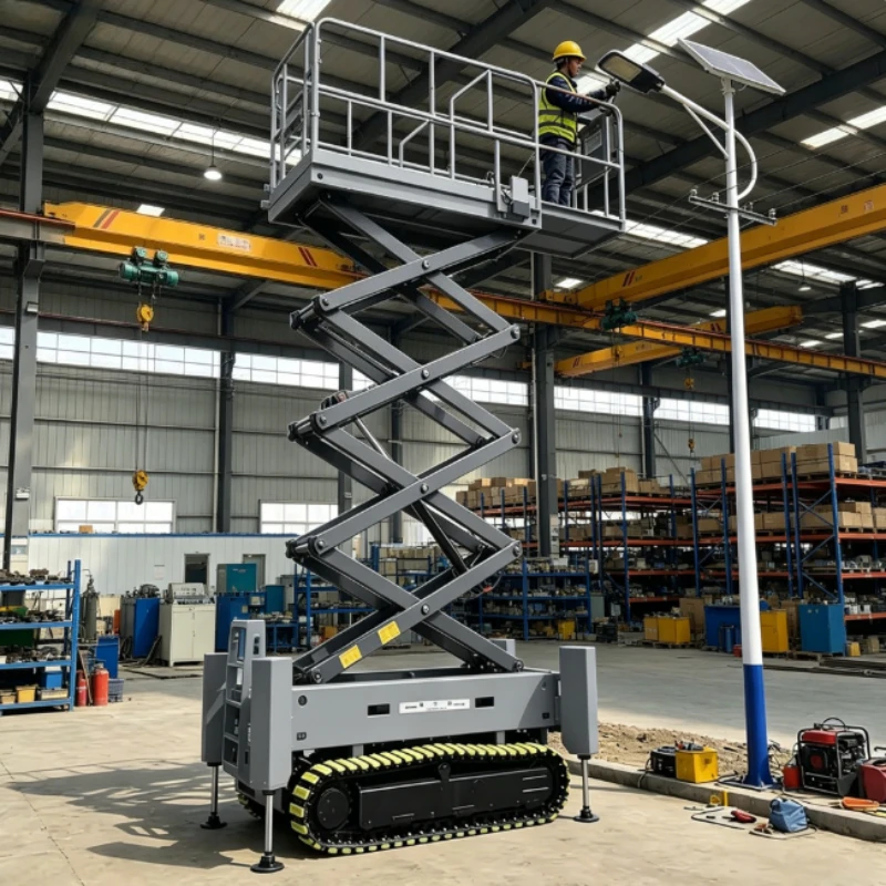 Electric Scissor Lifter, Mobile Platform with Casters for Narrow Workshop Spaces and Harsh Working Environments