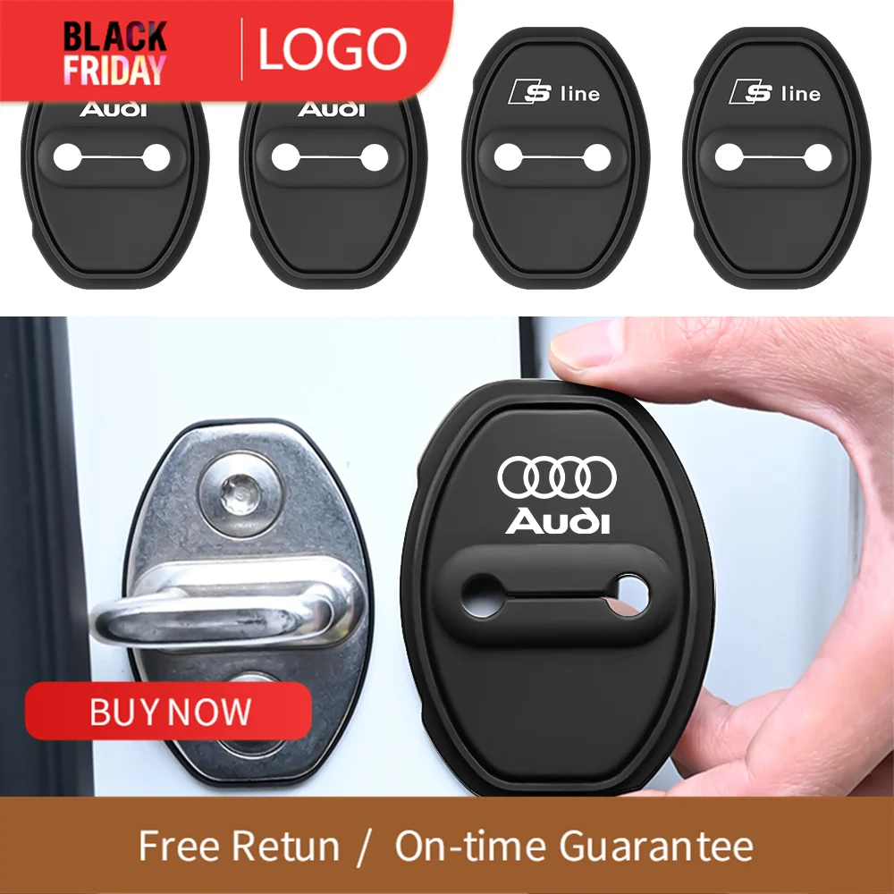 2/4Pcs Silicone Car Door Lock Decoration Protection Cover Logo Case for Audi SLine RS A3 A6 C7 A4 B8 8P 8V B6 A5 Q5 C6 A1 Q7 Q3