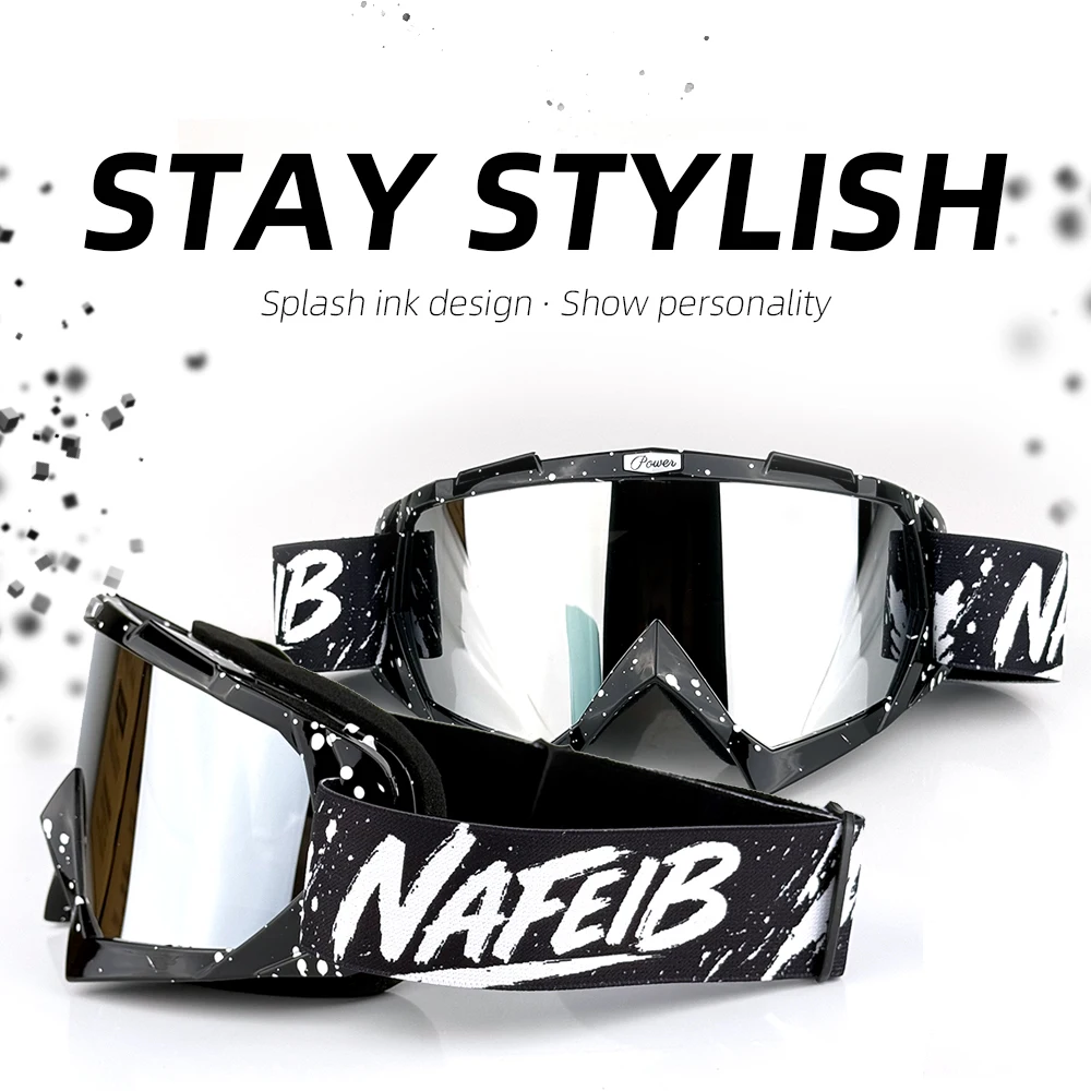 NAFEIBMotorcycle Goggles Motocross Glasses ATV MX Off Road Eyewear Anti-UV Helmet Protection Dirt Bike Riding Windproof Mask 5