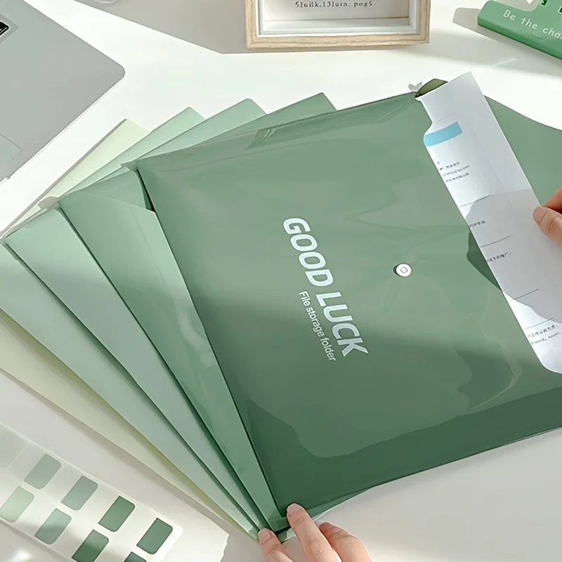 5pcs Snap Button File Bag Durable Document Pouch Organizer Office School Home Papers Receipts Certificates Stationery Supplies