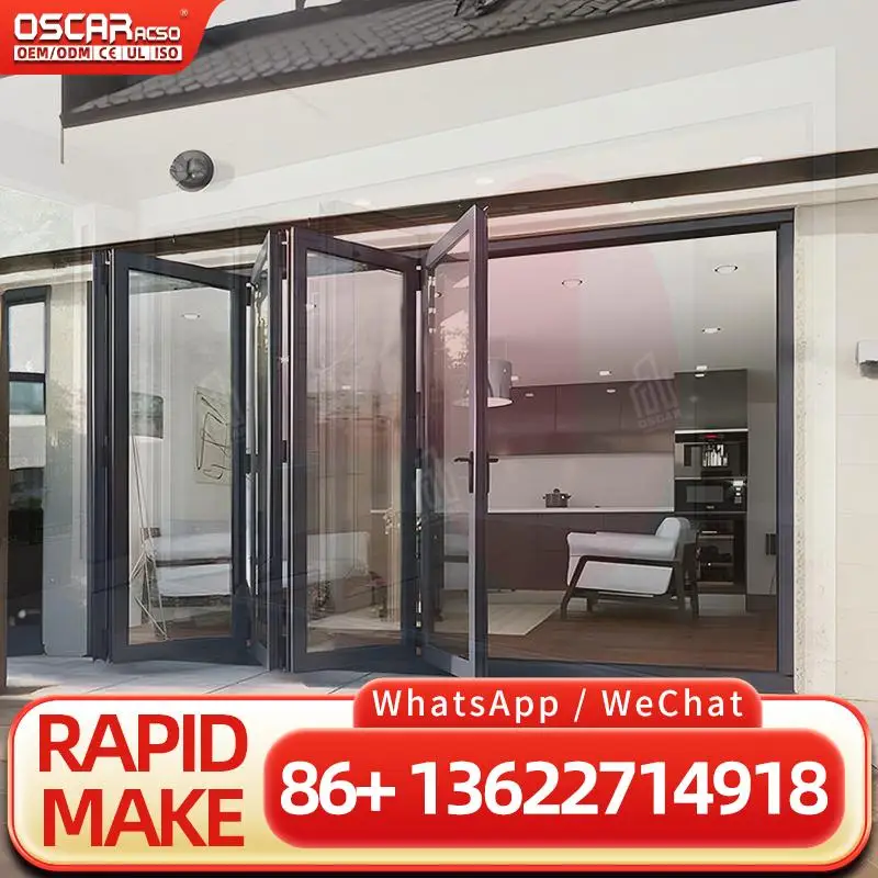 

Anti Theft Thermal Break Double Glass Aluminum Folding Door for Balcony Exterior of Villa and House folding door