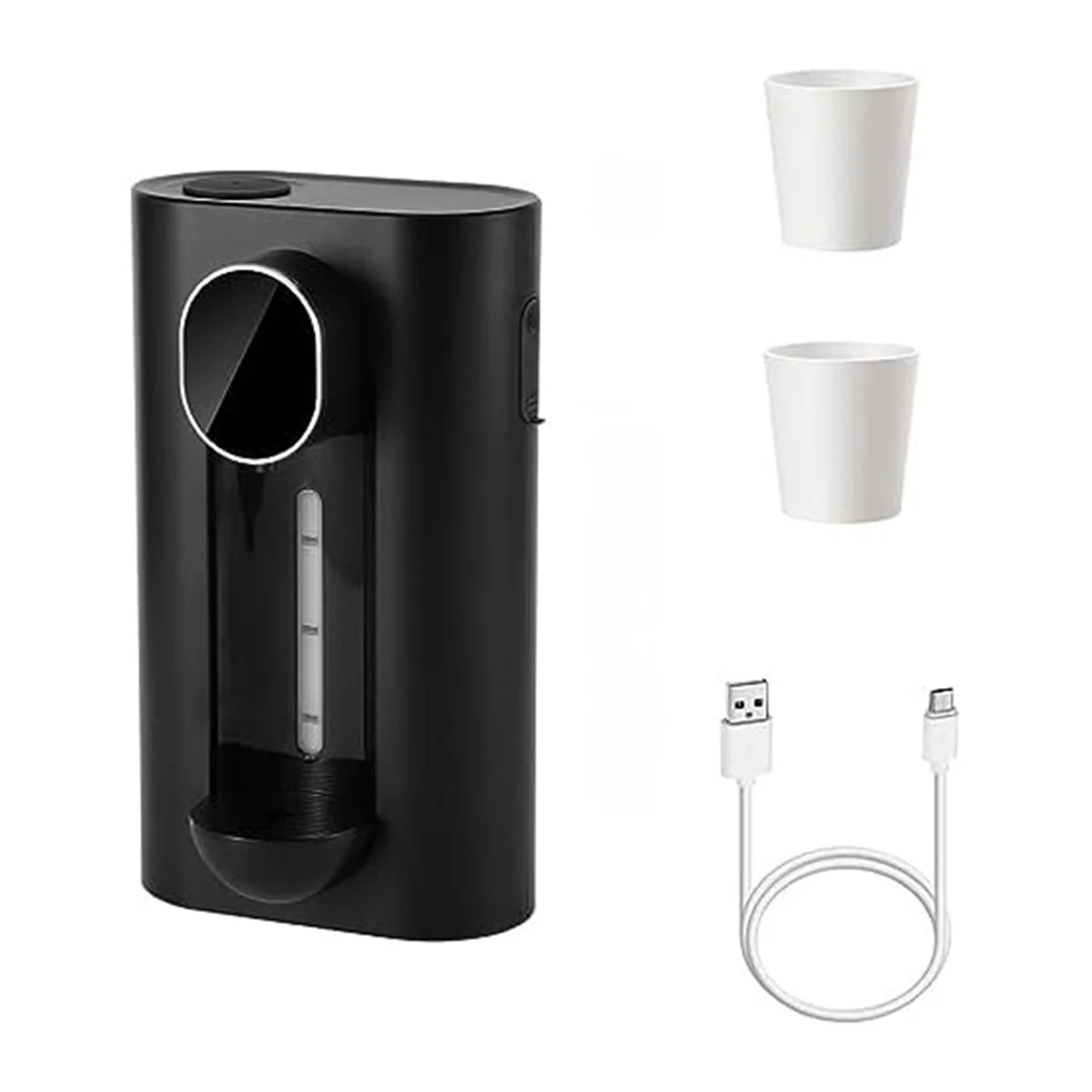 A53I Automatic Mouthwash Dispenser for Bathroom 18 Oz Wall Mounted Smart Mouth Wash Dispenser with 2 Reusable Cups Black