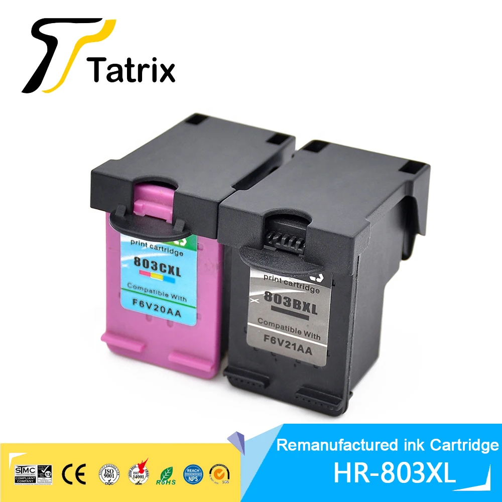 Tatrix HP803 XL 803XL Premium Remanufactured Color Inkjet Ink Cartridge for HP Deskjet 1110/1111/1112/21312132/2622/2621 Printer