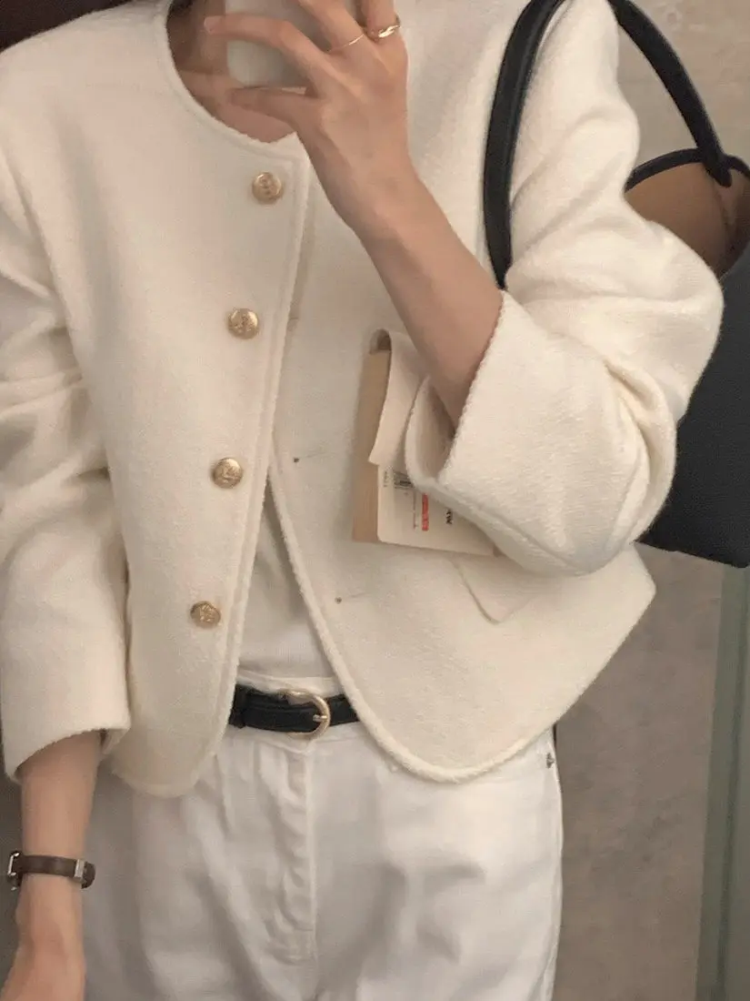 

Шикарная верхняя одежда в стиле ретро, женское французское пальто на одной пуговице, осень-зима, свободный крой, модная женская куртка