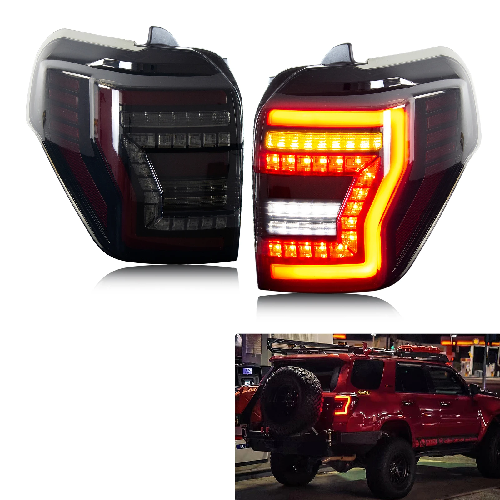 

LED Tail Lights for Toyota 4Runner 2010-2024 5th Gen SR5 TRD Off-Road Sequential Turn Signal Black Rear Lamps Assembly