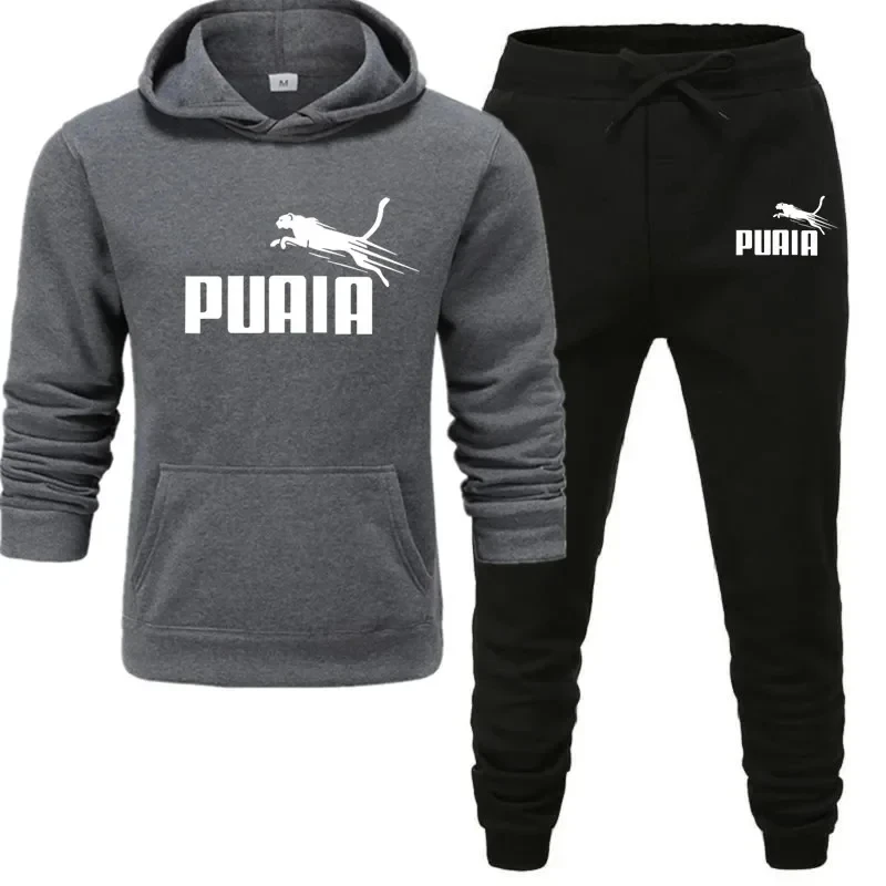 Agasalho masculino casual jogging terno ao ar livre conjunto com zíper hoodies + moletom preto 2 pçs primavera moda nova streetwear S-3XL