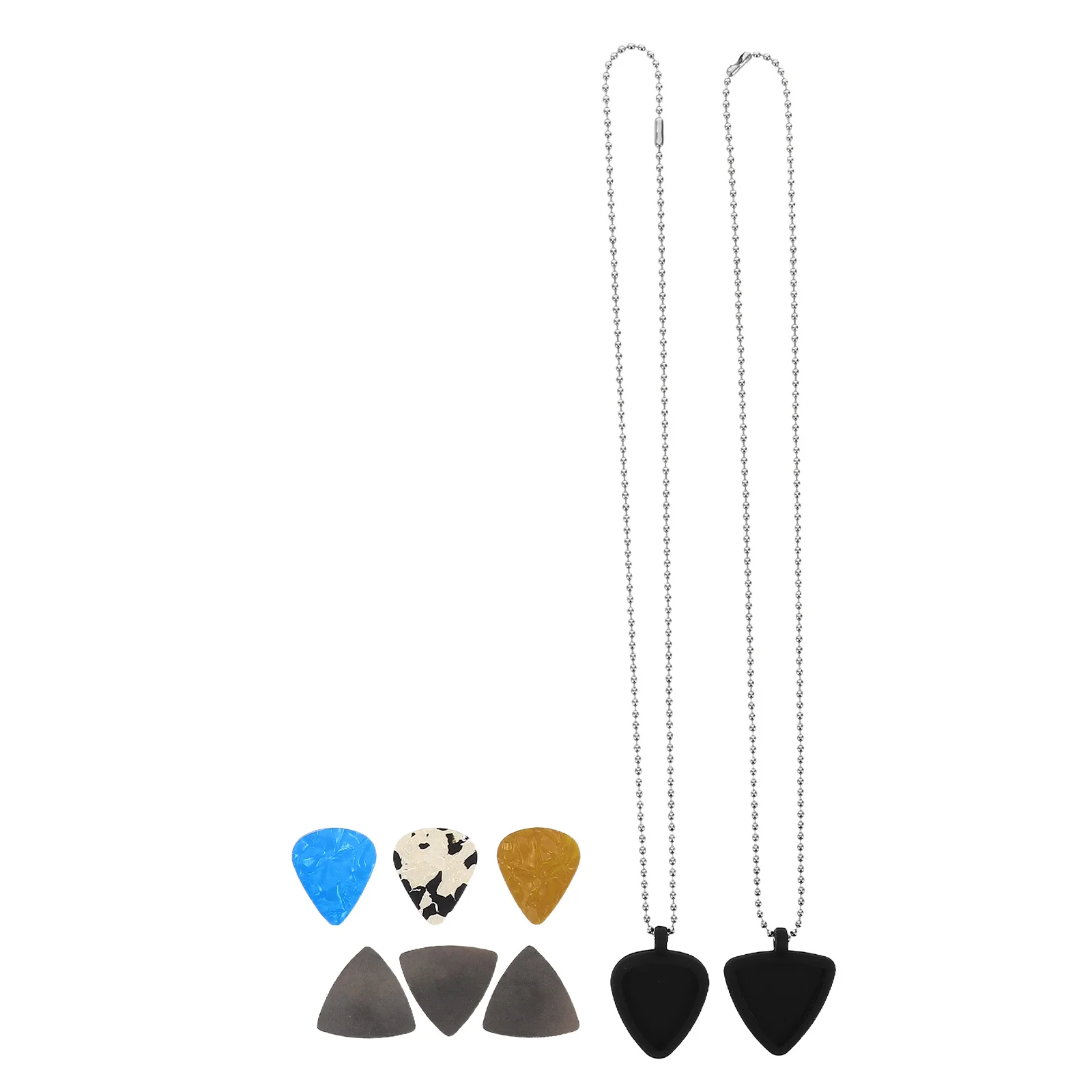 

1 Set Guitar Pick Holder Necklace Dual-Sided Silicone Scratch Protection Hands-Free Storage For Electric Acoustic Bass Ukulele