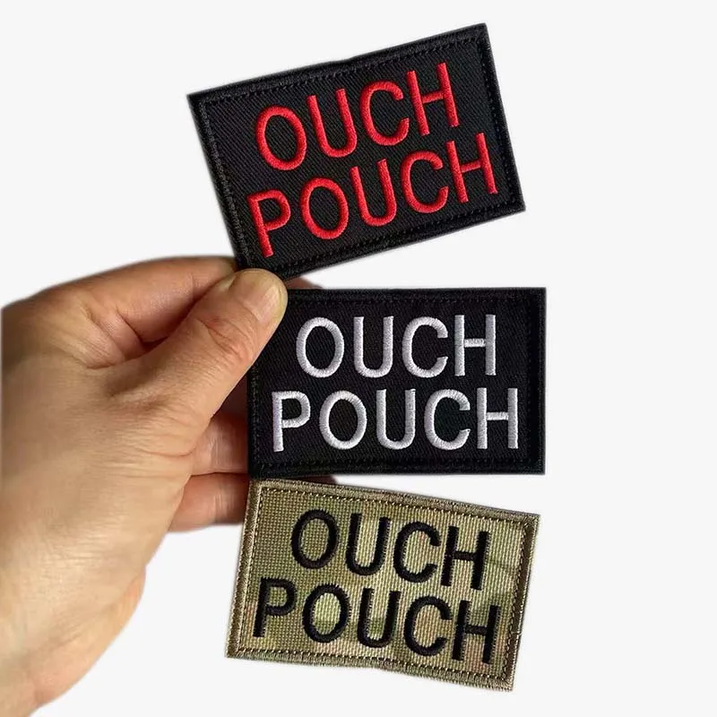 8*5CM OUCH POUCH / Letter Patches Hook And Loop Embroidery Applique Badge Stickers,Tactical Patch For First Aid Kit Bag,Backpack