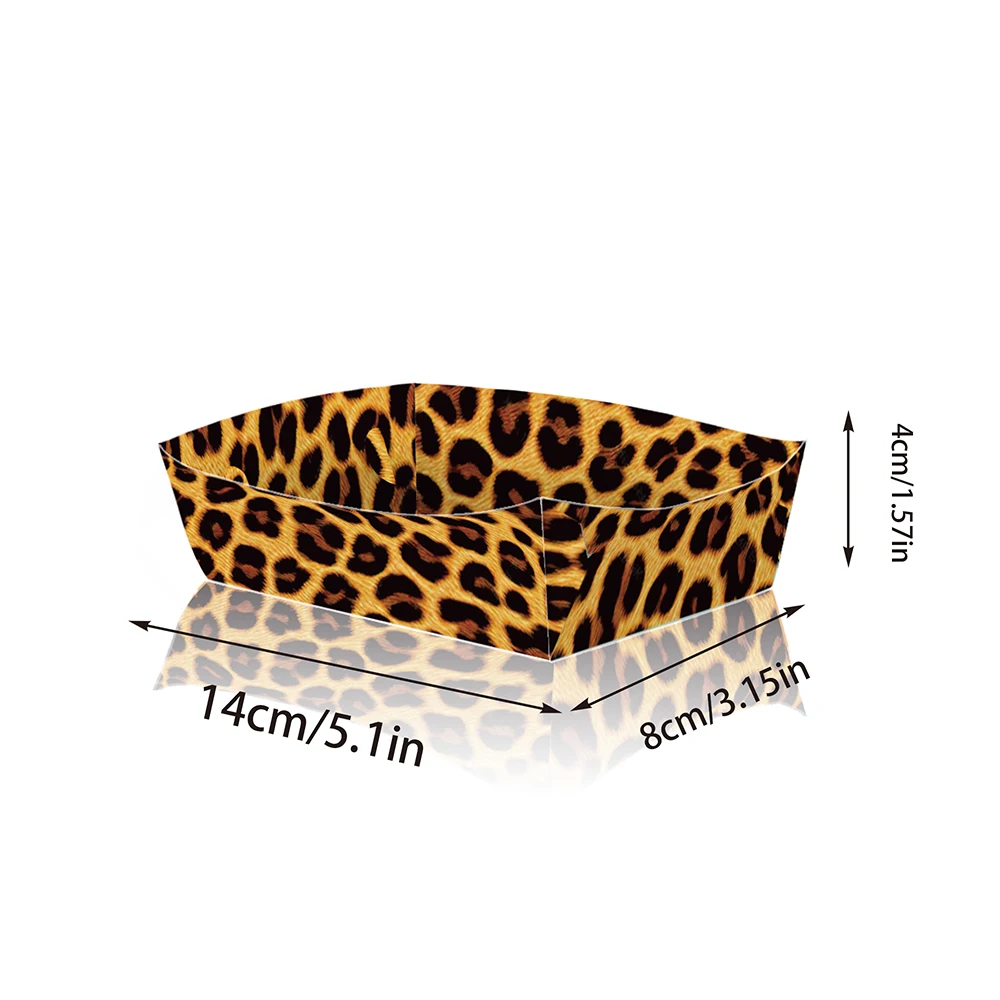 Jungle Animal Paper Food Trays Mini Snack Trays Food Boat Box Leopard Print Popcorn Trays Safari Theme Birthday Party Supplies - view 3