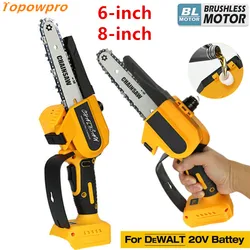 Motosierra sin escobillas de 6/8 pulgadas para DeWALT, sierra de cadena eléctrica inalámbrica con batería de 18/20V, cortador de carpintería, herramientas eléctricas de poda y registro