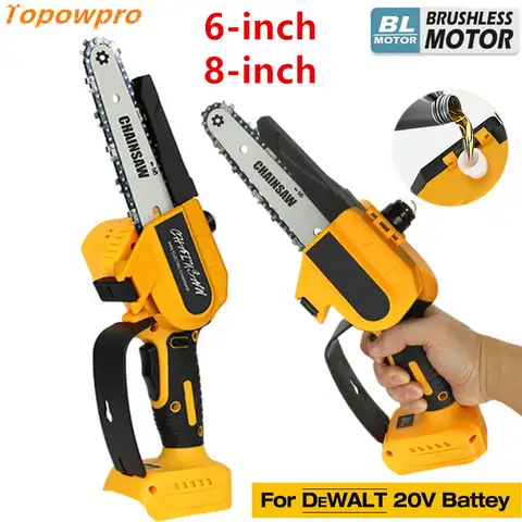 DeWALT 배터리용 브러시리스 체인톱, 무선 전기 체인톱, 목공 커터, 전정 로깅 전동 공구, 6/8 인치, 18 V, 20V
