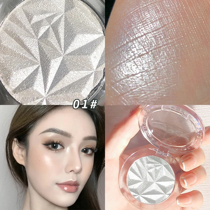 Paleta de polvo resaltador de diamante de 2 colores, brillo de contorno facial, iluminador de maquillaje, cosmético iluminador ultraconcentrado