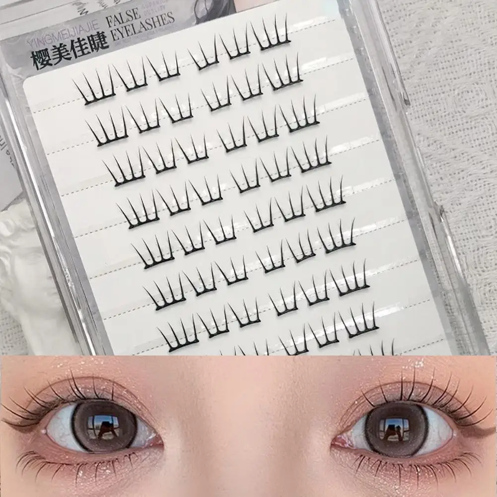 Korean Style Glue-Free False Eyelashes, Thin Segmented Design for Beginners, Natural Cute Look with Large Capacity