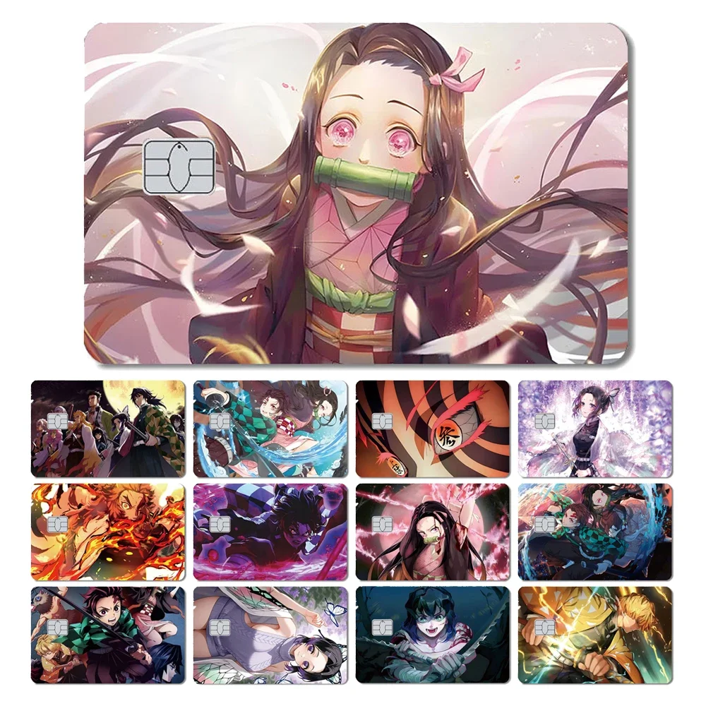 Alta qualidade anime nezuko demon slayer 3m fosco pvc adesivo filme capa de pele para cartão de crédito de débito metro