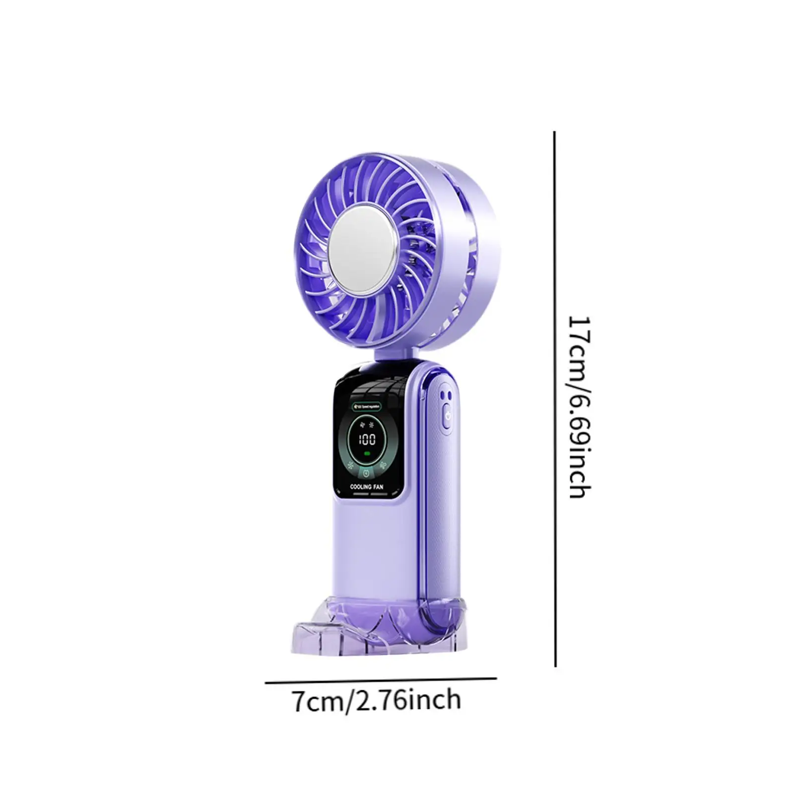 مروحة تبريد منخفضة الضوضاء قابلة للطي، مروحة شخصية للتحكم في زر عملي 100 سرعة قابلة للتعديل للصيف والمكتب والسفر والتخييم الرياضي