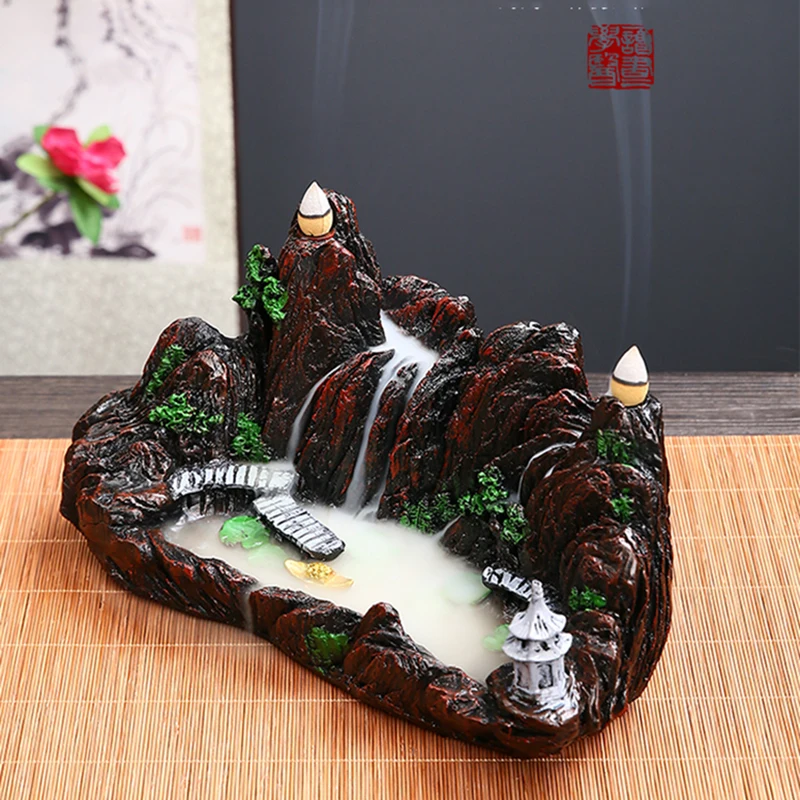 

Antique Waterfall Incense Burner Smoking Resin Ramadan Aesthetic Incense Burner Decoration Zen Fuente Buda Air Humidifi