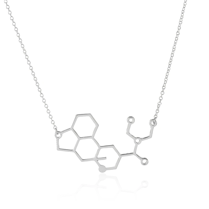 Fashion Molecule LSD Necklace Chemistry Science Jewelry for Women Men Neurons DNA Dopamine Molecule Necklaces Graduation Gift