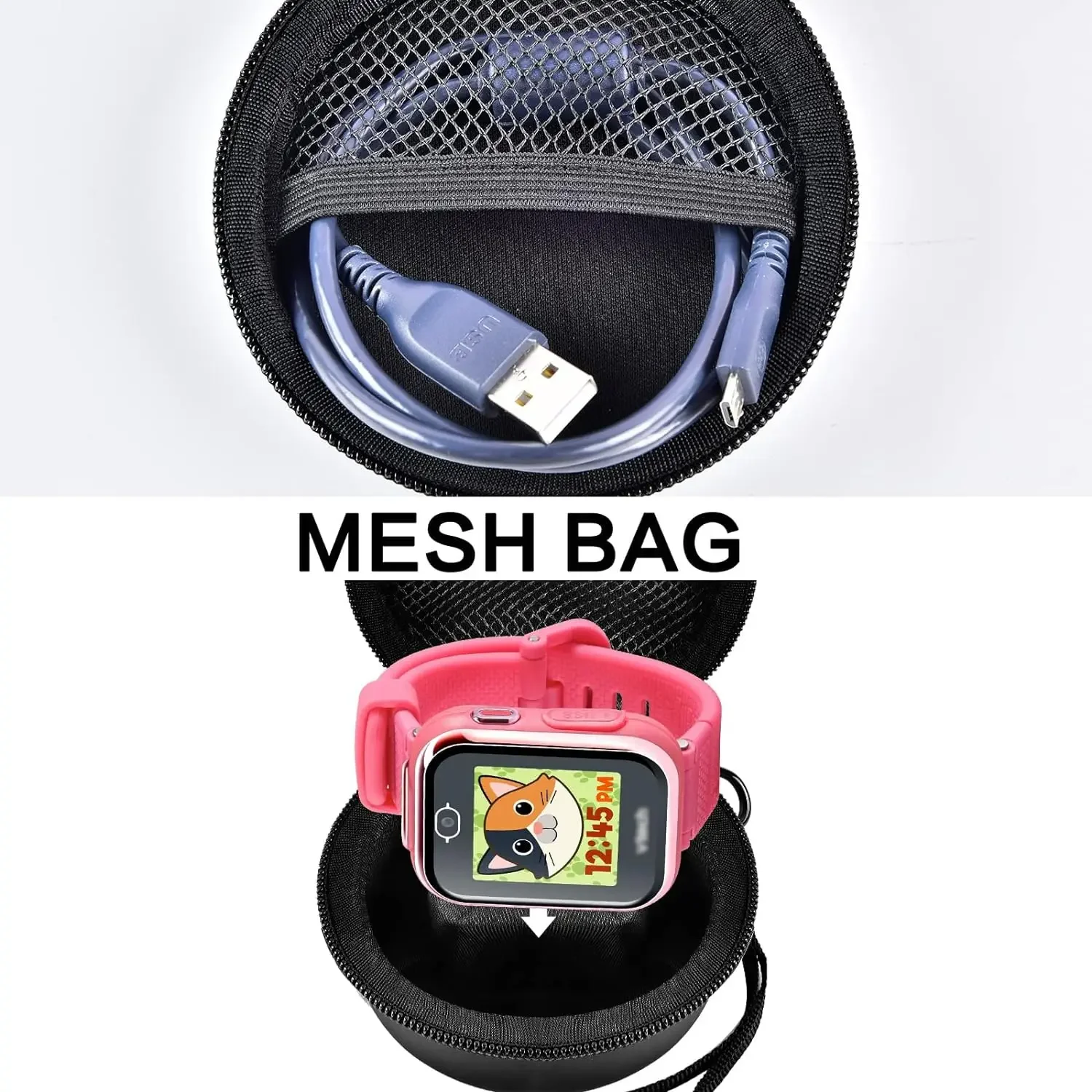 Custodia compatibile con VTech KidiZoom Smartwatch DX2, DX3, scatola portaoggetti portatile per cavo micro-USB