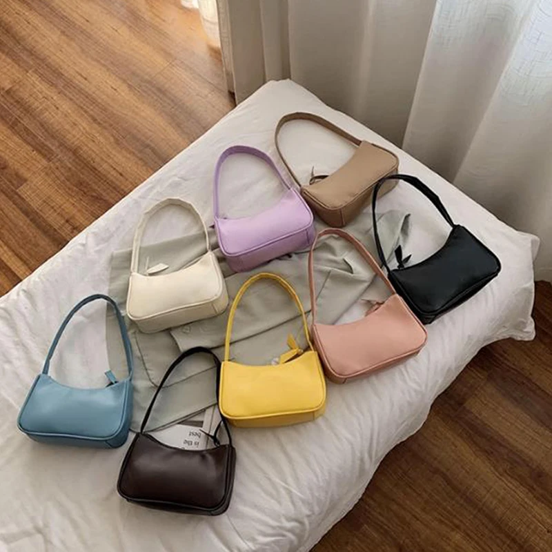 

Retro Solid Color Shoulder Underarm Bag Women's Fashion Handbags Casual Hobos Purses and Handbag Ladies Small Hand Bags