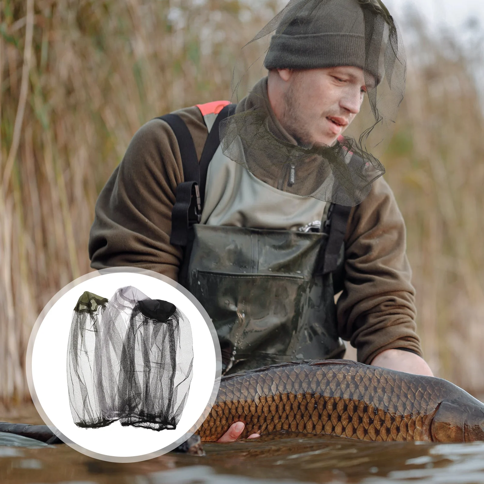 

3Pcs Mosquito Prevention Protective Hats Wide Brim Durable Nylon Mesh Outdoor Fishing Beekeeping Hiking Sun Caps