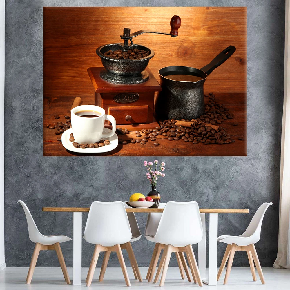 Vintage Coffee Bean Canvas Painting Wall Art Coffe House Posters Print Modern Cafe Picture Home Decoration Kitchen Decor Cuadros