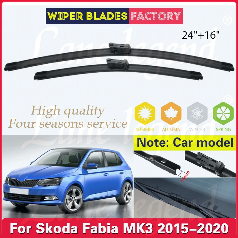 For Skoda Fabia MK3 2015 - 2020 Car Wiper LHD Front Wiper Blades Soft Rubber Windshield Windscreen Window Rain Brushes 24