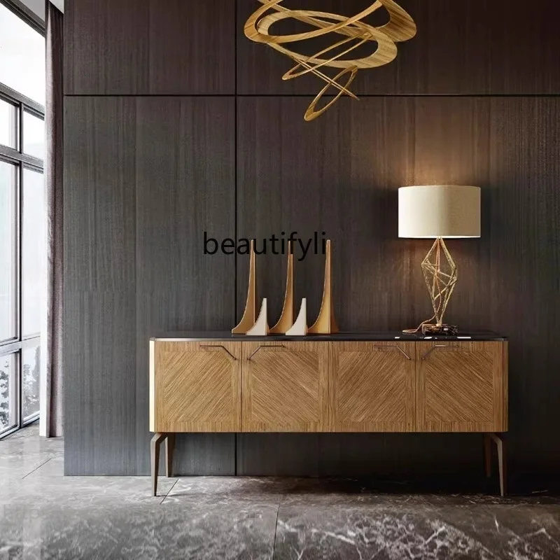 Italian solid wood dining side cabinet, four door storage cabinet, bedroom high TV entrance cabinet