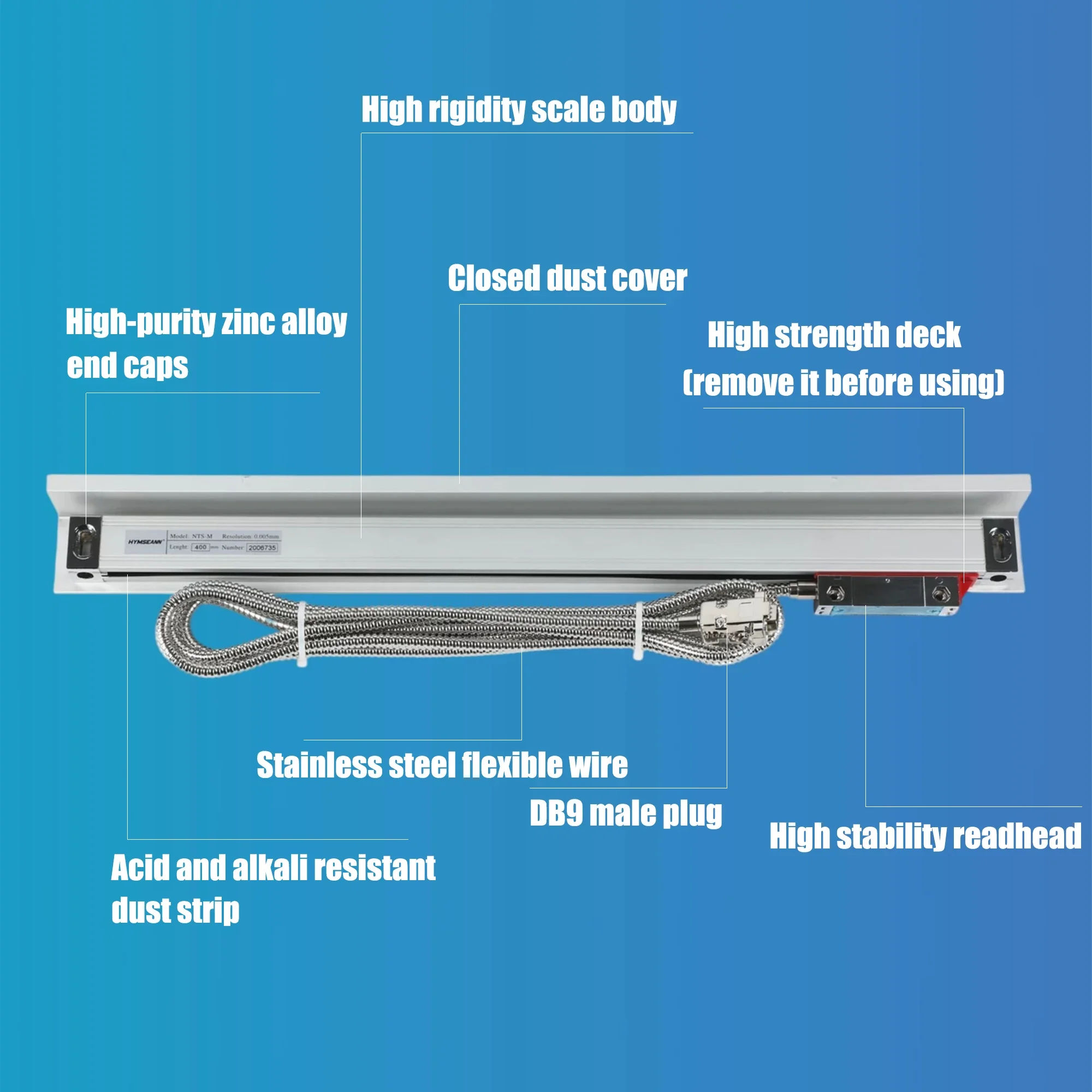 HS800-2P Milling Lathe 2 Axis Big Display DRO Digital Readout Kit with 2 Pieces High Precision 5um Optical Encoder Linear Scale