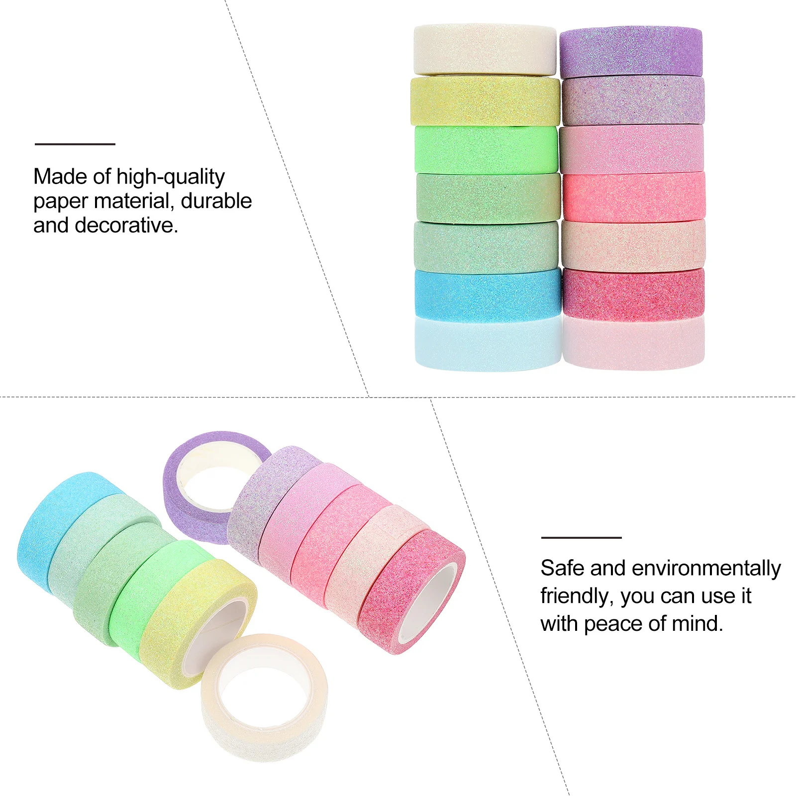 

12 Rolls Decoration Washi Tape Glitter Paper Colored DIY Photo Album Decorative Pastel