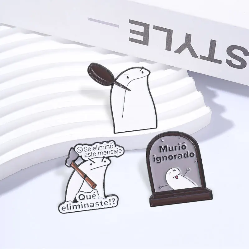 Cartoon Book Enamel Pin Fun Pin Cat Poker Napkins Newspapers Skull Tombstone Switch Carrot Frog Medal Badge Jewelry Friend Gift
