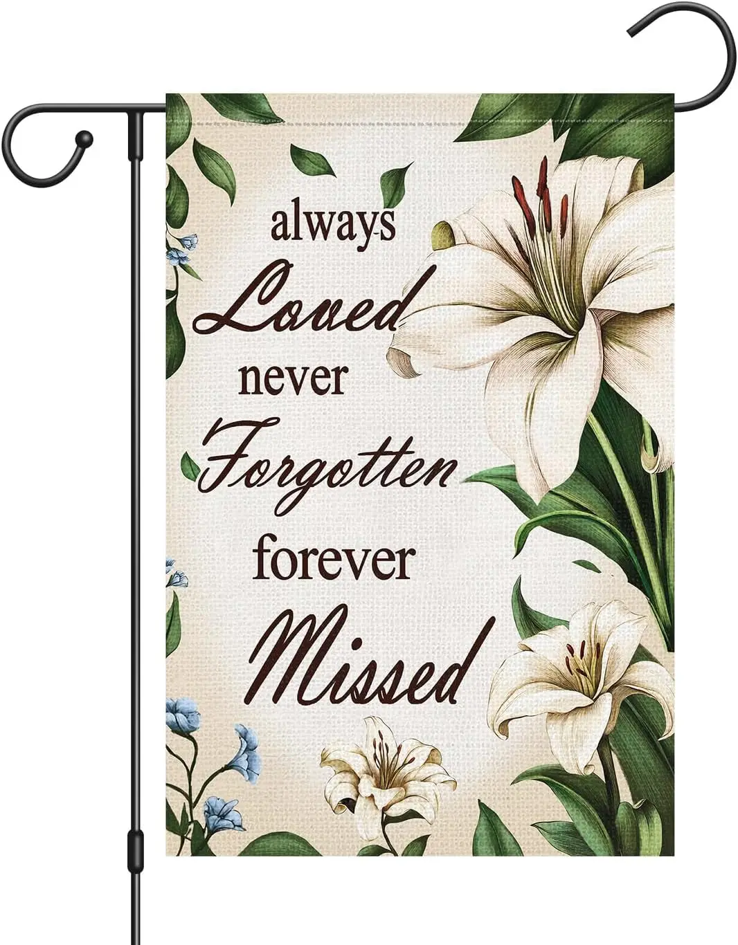 Louise Maelys Memorial Garden Flag Always Loved Never Forgotten Forever Missed Floral 12x18 Inch Double Sided Cemetery Grave WWP