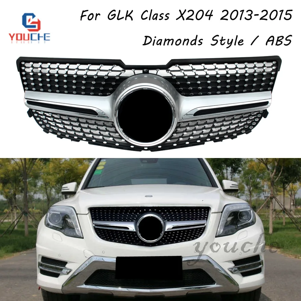 

X204 Diamonds Grille Front Bumper Grill Mesh For Mercedes GLK Class 2013 - 2015 GLK200 GLK220 GLK250 GLK350 5-Door SUV