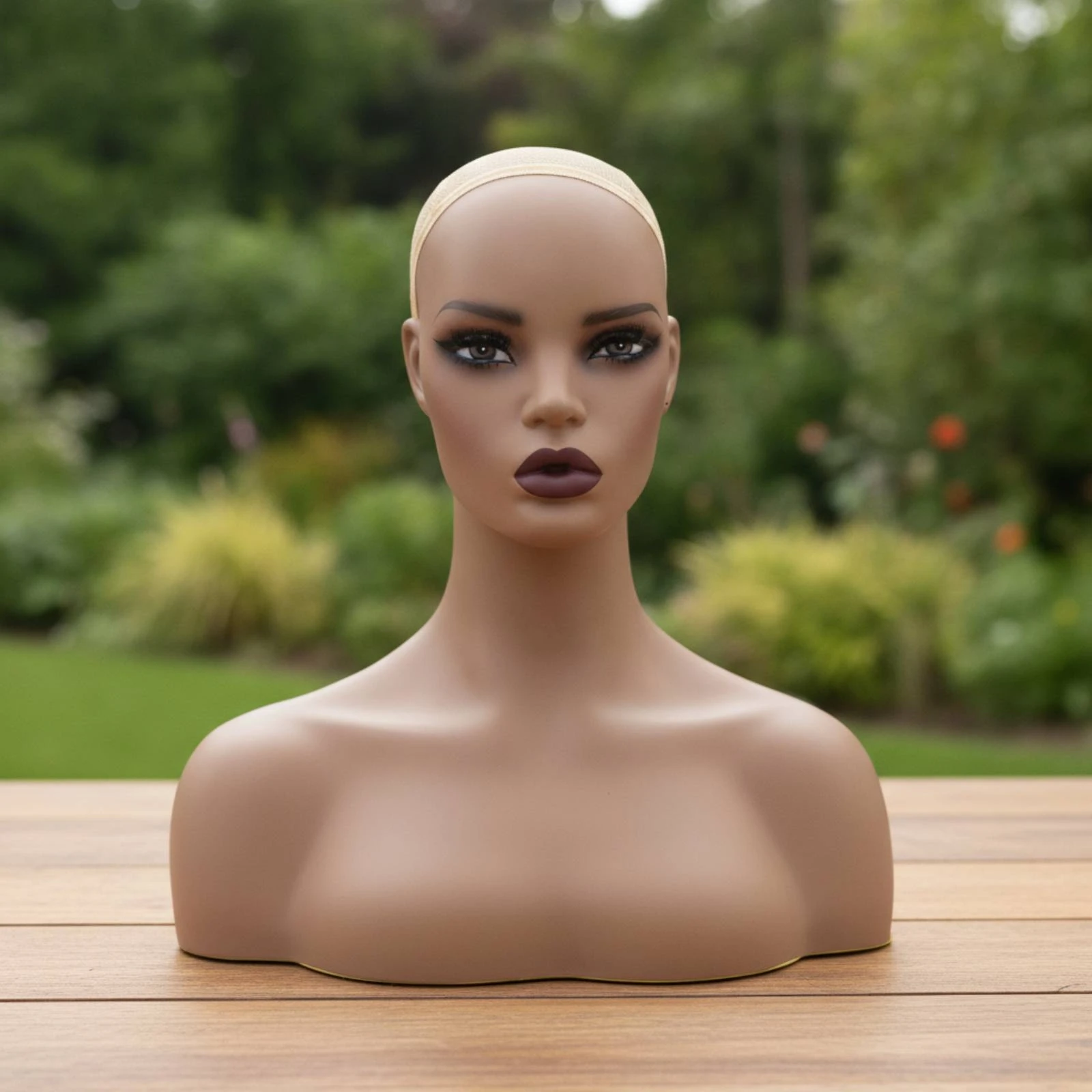 Mannequin Bust PVC Mannequin Head with Shoulders Hairpiece Stand with Shoulders Sturdy Female Display Head Life Size