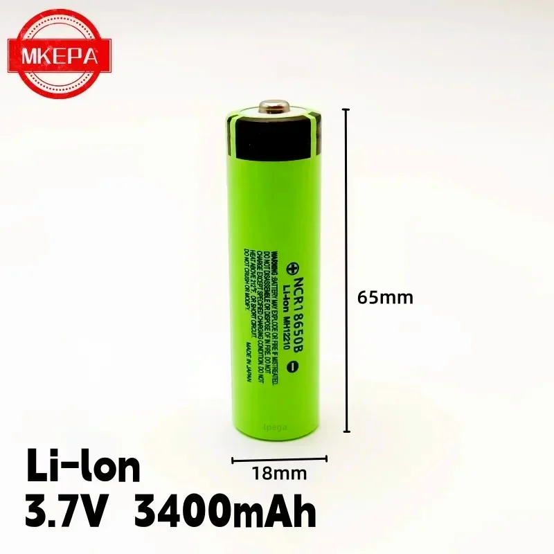 3.7V 3400mAh 18650 34B Li-ion NCR  lpega rechargeable battery NcrSuitable for flashlights small fans etc