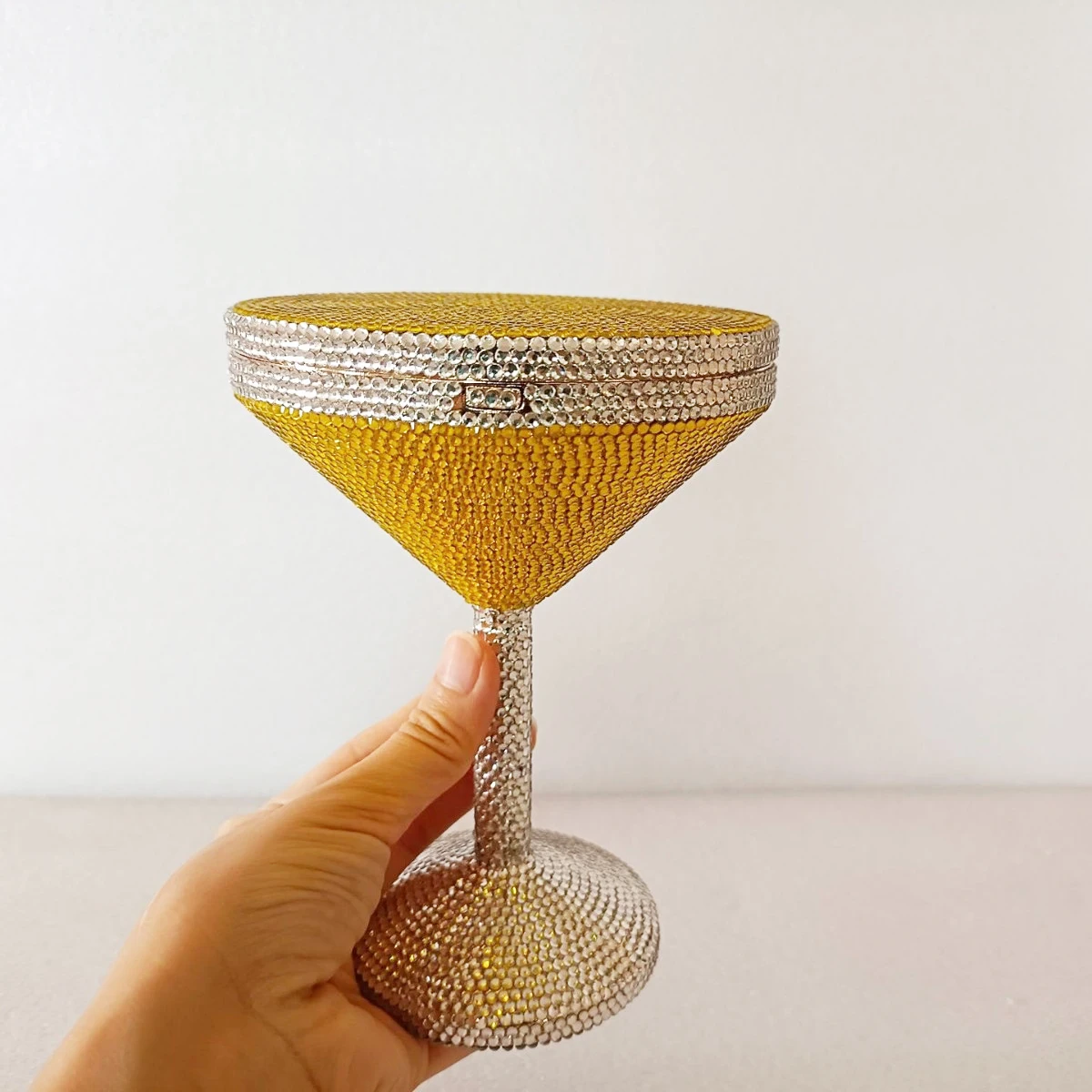 New Martini Yellow Rhinestone Woman's Handbag Luxury Purple Crystal Evening Bag Cocktail Prom Bags Party Purse Wedding Bridal Cl