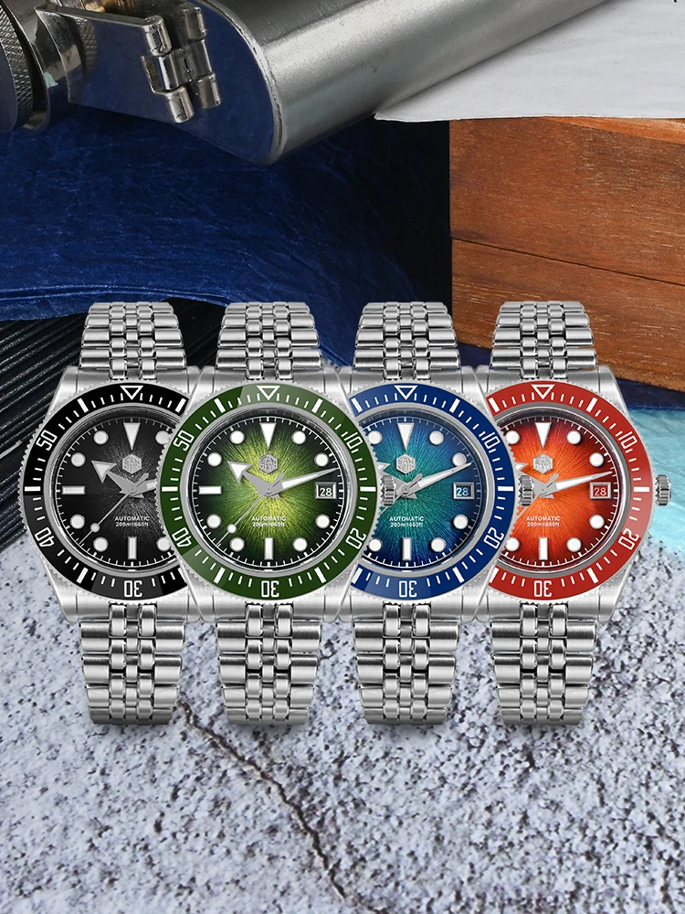 San Martin Automatic Watch 40mm 9015 Enamel Gradient JianZhan Dial Mechanical Wristwatch Luminous Sapphire 20Bar SN0148GX